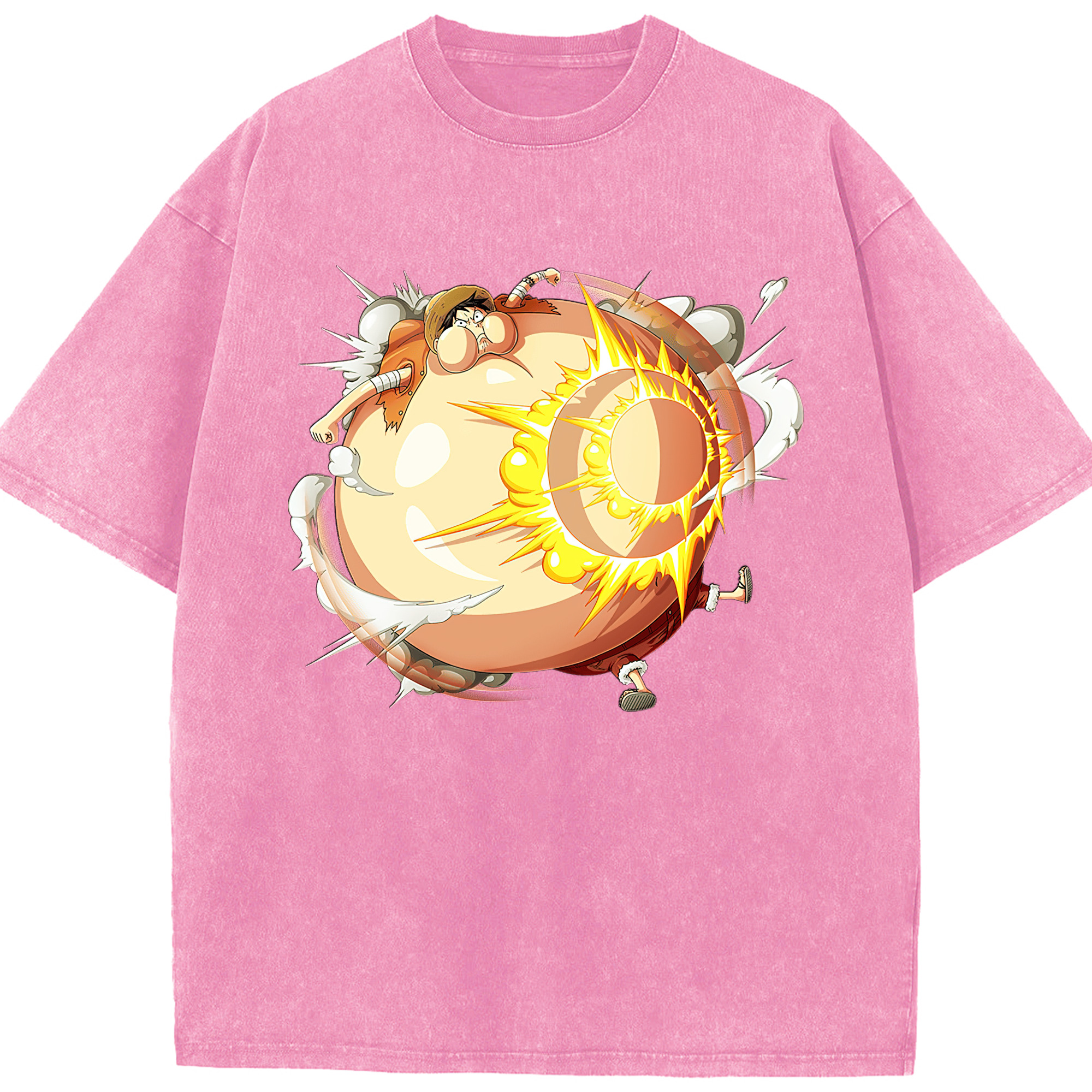 （画像用） ワンピース モンキー・D・ルフィ ONE PIECE Monkey D. Luffy 綿100% ヴィンテージ風 半袖Tシャツ（フロントプリント）